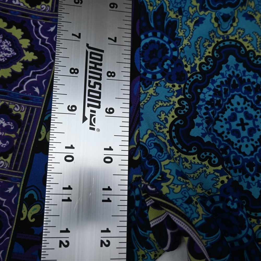 Chicos 12 Purple Floral Paisley Pull On Stretch Wide Leg Flare Womens Pants - Picture 3 of 9
